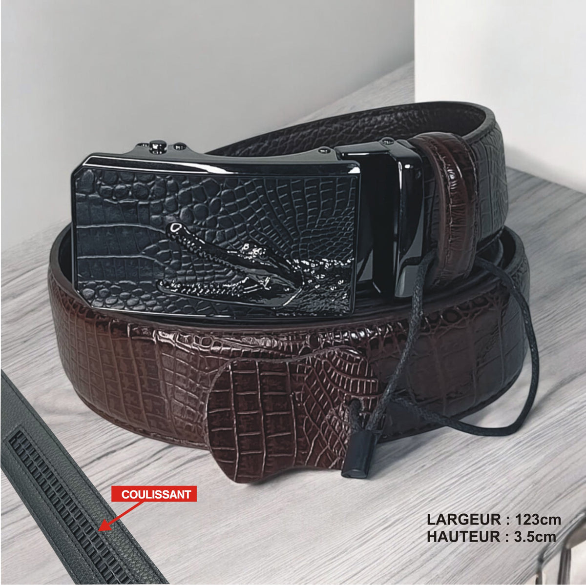 Ceinture Marrone Tête Croco Enragée (Ref : CT020)