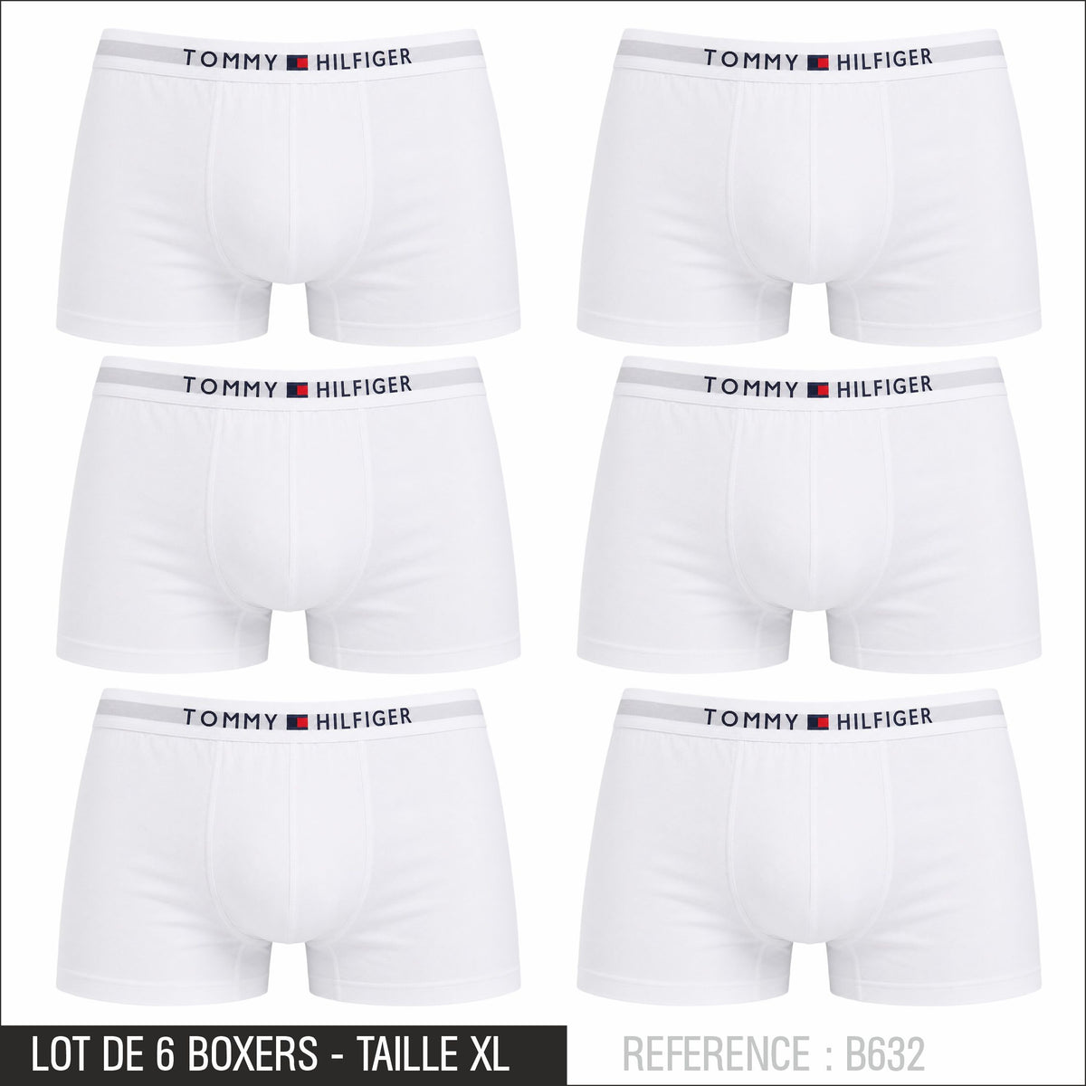 Lot de 6 Boxers Tommy Hilfiger – Taille XL – Réf. B632