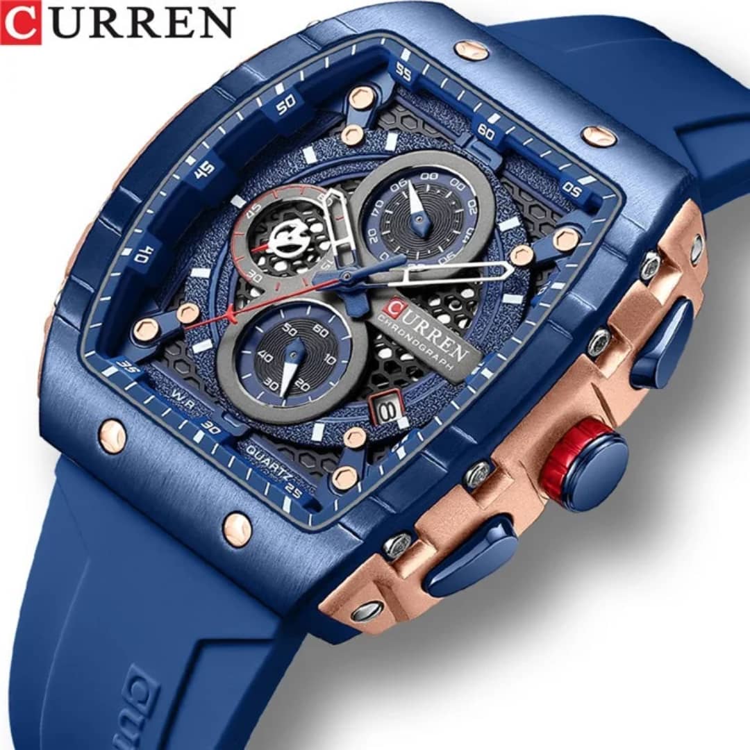 Montre Curren (Ref MM110 Bracelet Silicone Bleu Marine)
