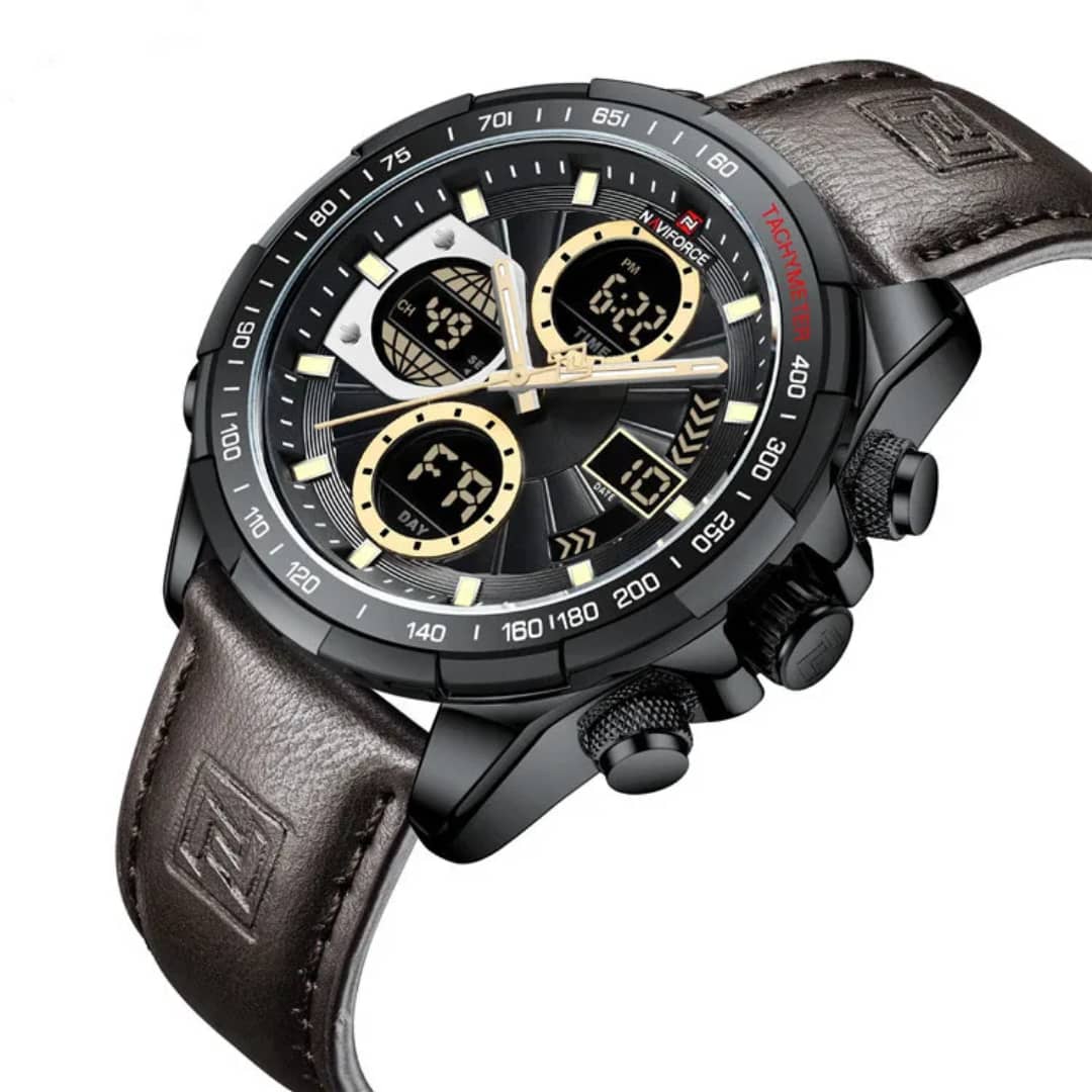 Montre Naviforce (Ref MM152) Bracelet Cuir Marron Chocolat