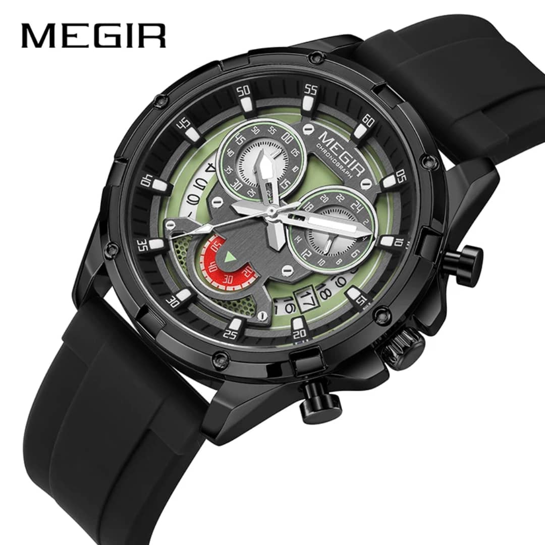 Montre Sport Megir (Ref MM128 Bracelet Silicone Noir)