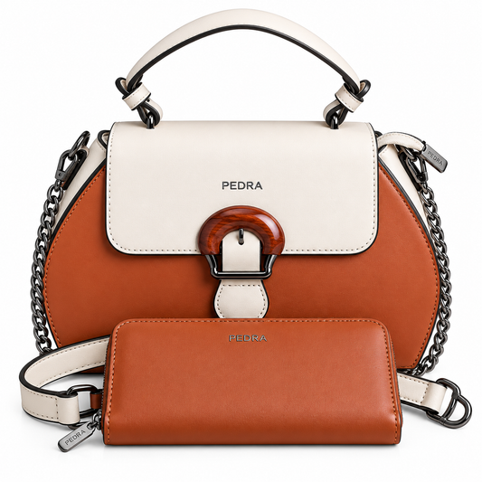 Sac à main PEDRA (Ref : SM36184 Orange Beige)