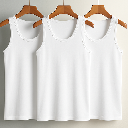 Debardeur Blanc 100% Coton (Lot de 3 Pieces)