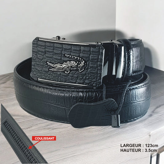 Ceinture Noire Croco Entier  (Ref : CT017)