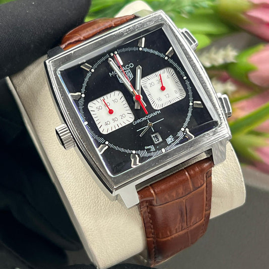 Montre TAG Heuer Monaco (Ref MM012 Bracelet en cuir marron)