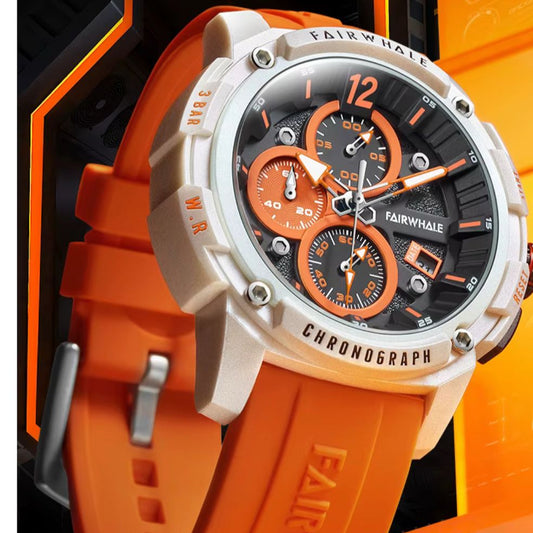 Montre Fairwhale – Édition Orange Sport (Ref MM131 Bracelet Silicone Orange)