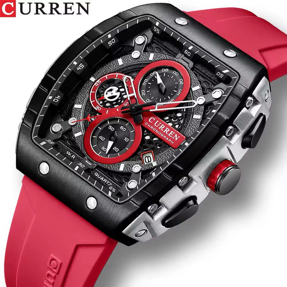 Montre Curren (Ref MM109 Bracelet Silicone Rouge)