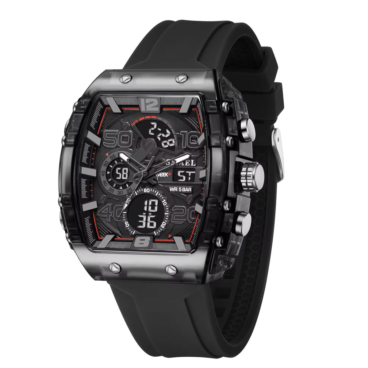 Montre Sport Smael Noire (Analogique + Numérique) (Ref MM101)